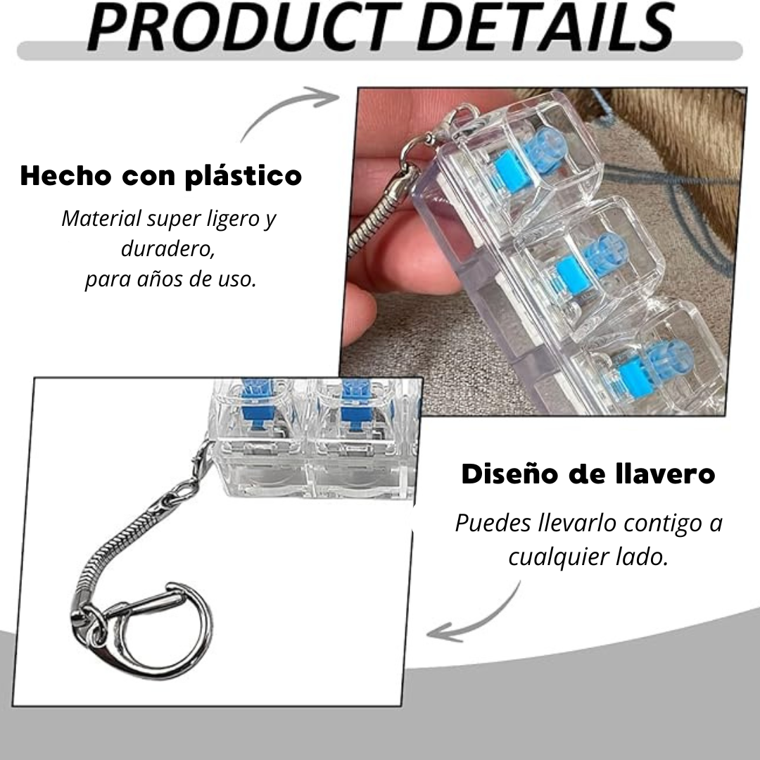 Llavero de teclado antiestrés con luz