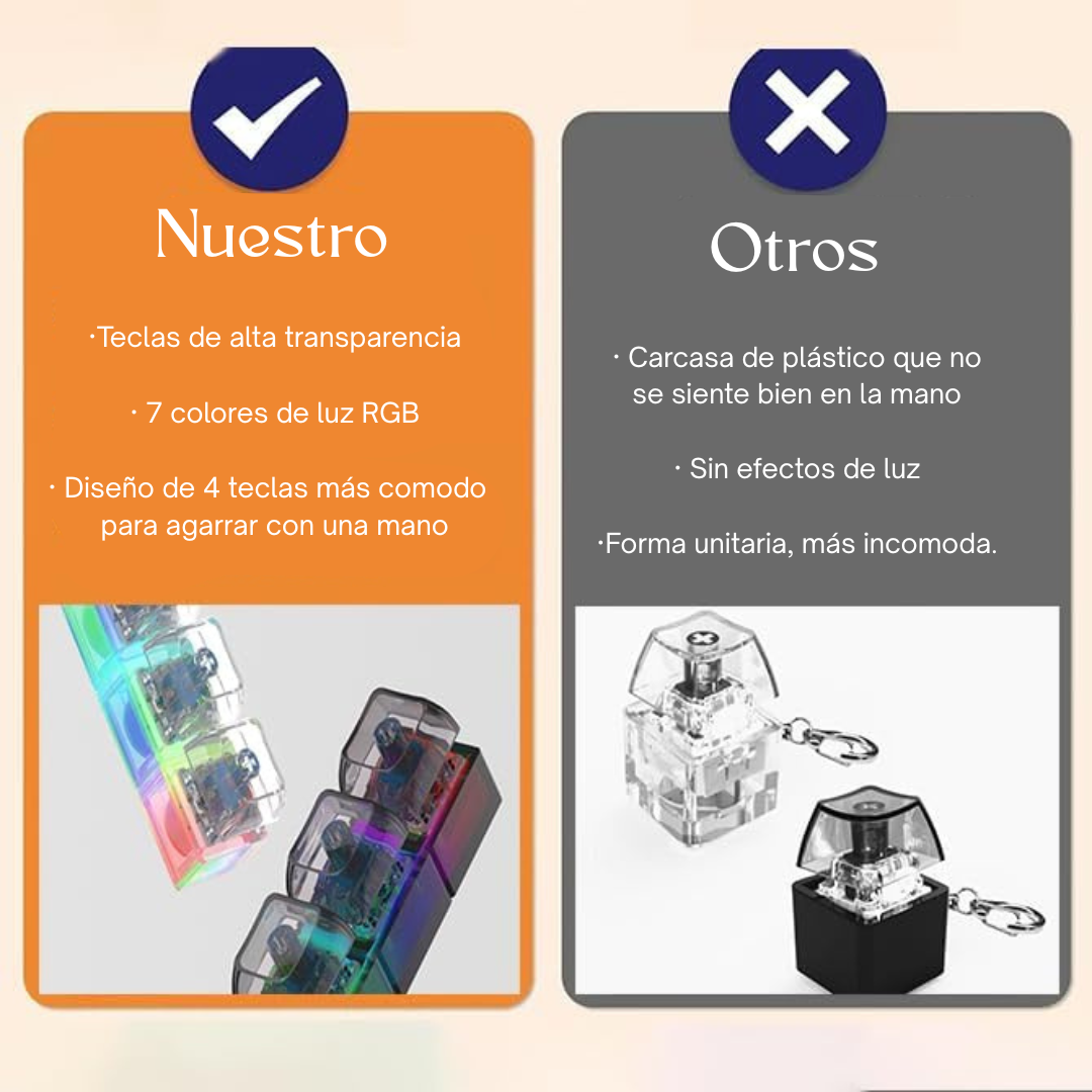 Llavero de teclado antiestrés con luz